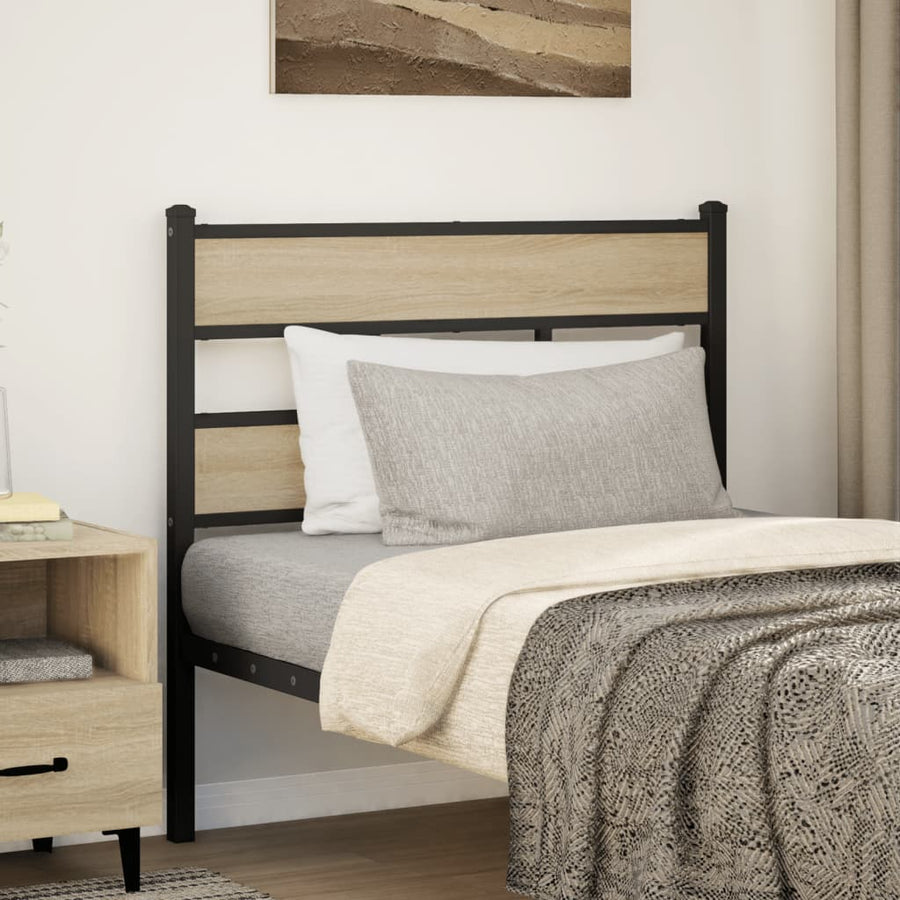 Hoofdbord Ijzer En Bewerkt Hout Kleurig 107 cm Sonoma eiken