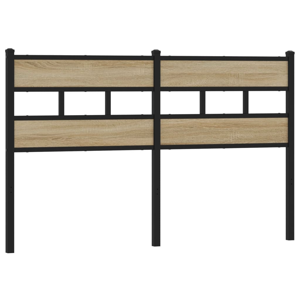 Hoofdbord Ijzer En Bewerkt Hout Kleurig 135 cm Sonoma eiken