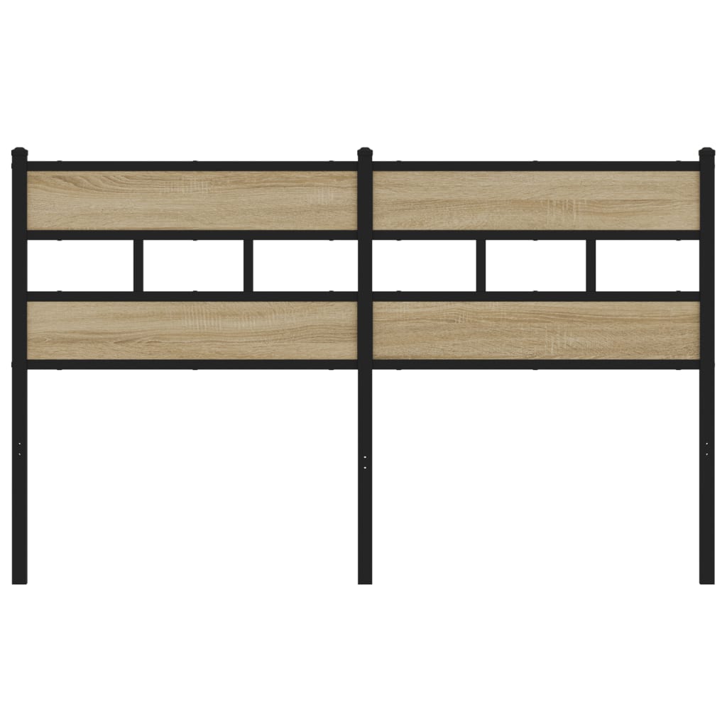 Hoofdbord Ijzer En Bewerkt Hout Kleurig 135 cm Sonoma eiken