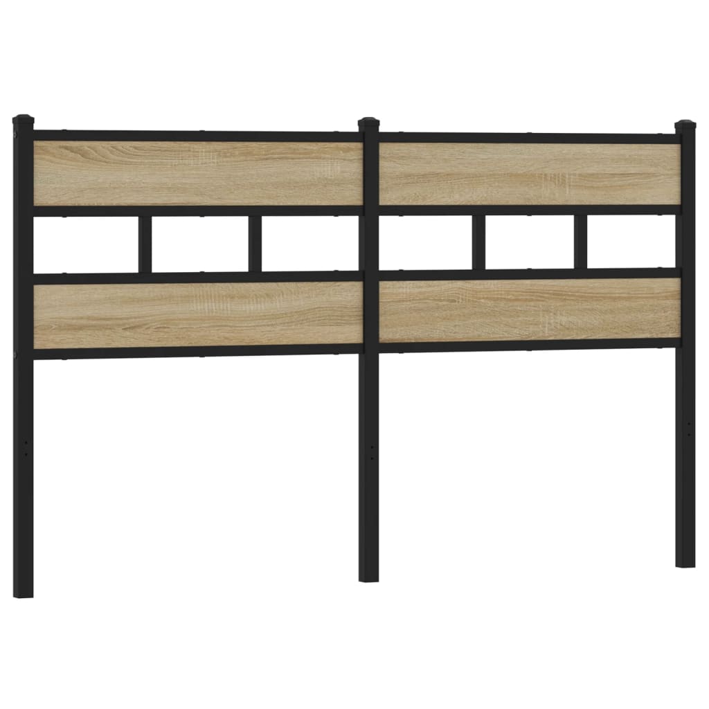 Hoofdbord 140 cm ijzer en bewerkt hout sonoma eikenkleurig