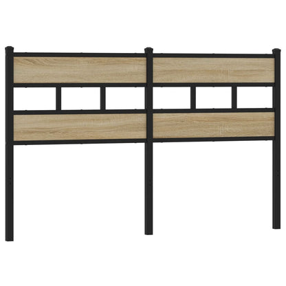 Hoofdbord 140 cm ijzer en bewerkt hout sonoma eikenkleurig