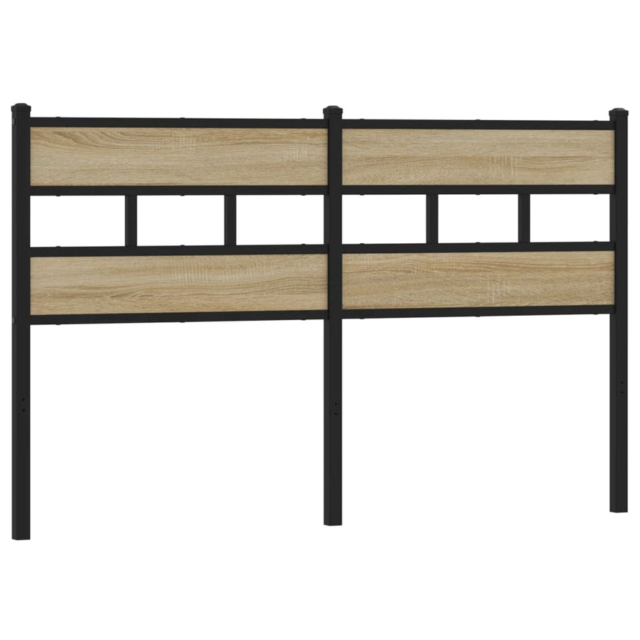Hoofdbord 140 cm ijzer en bewerkt hout sonoma eikenkleurig