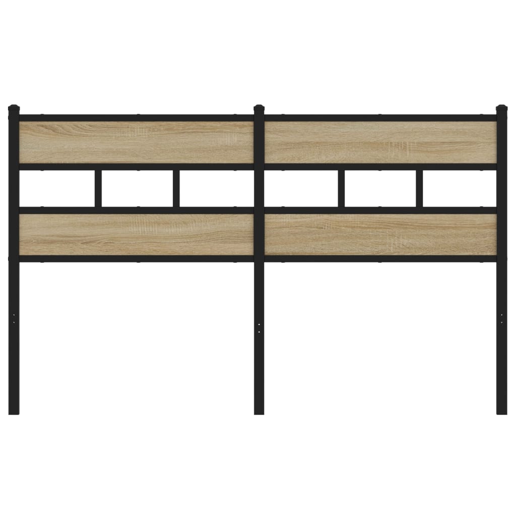 Hoofdbord 140 cm ijzer en bewerkt hout sonoma eikenkleurig