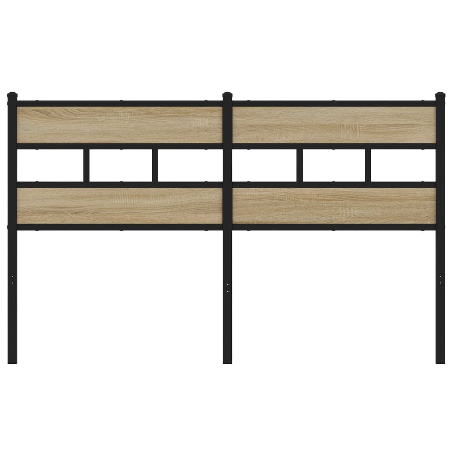 Hoofdbord 140 cm ijzer en bewerkt hout sonoma eikenkleurig