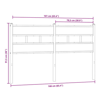 Hoofdbord Ijzer En Bewerkt Hout Kleurig 160 cm Sonoma eiken
