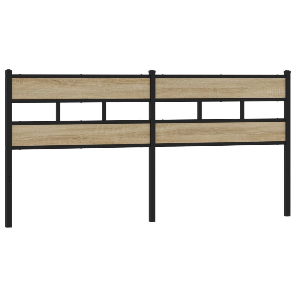 Hoofdbord 193 cm ijzer en bewerkt hout sonoma eikenkleurig