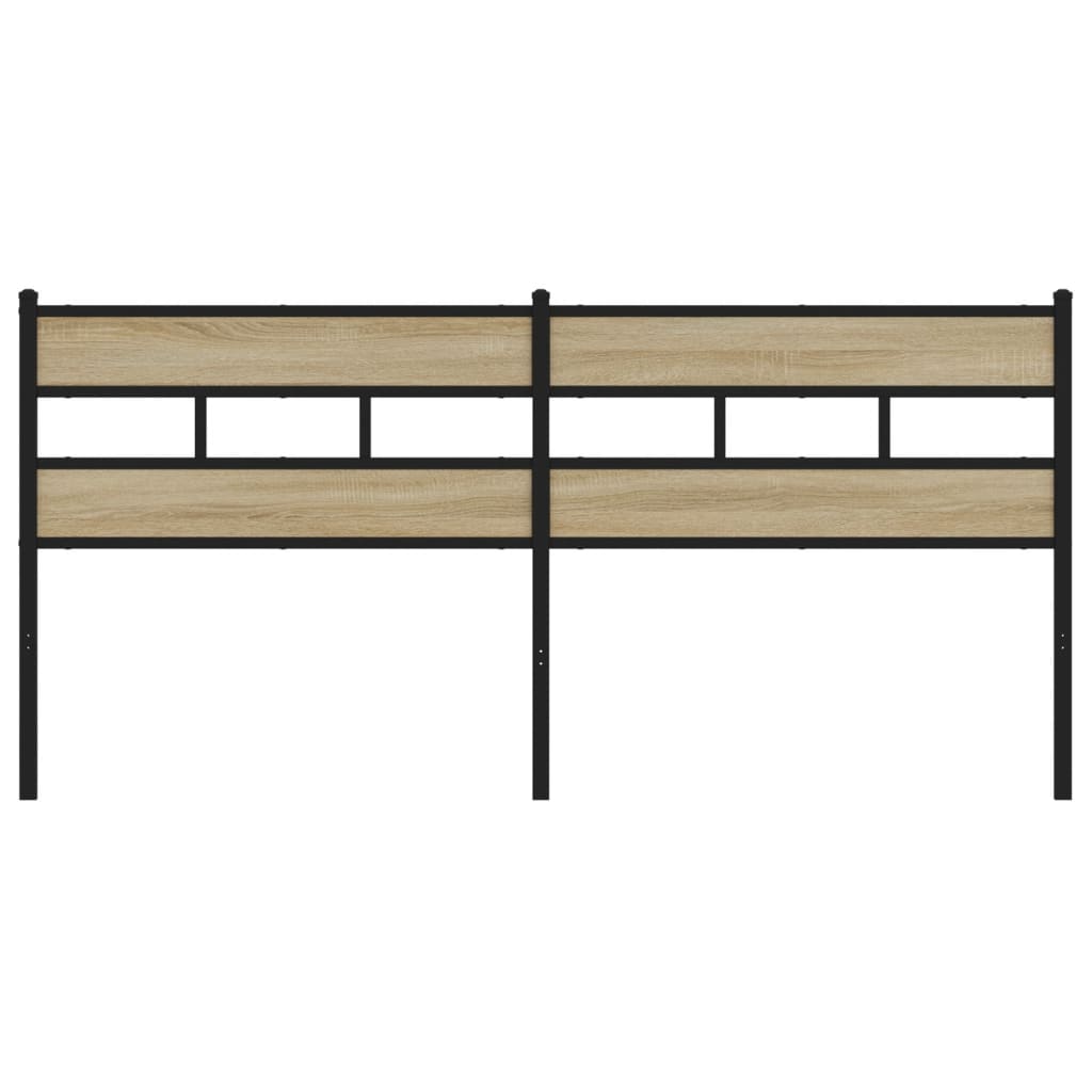 Hoofdbord 193 cm ijzer en bewerkt hout sonoma eikenkleurig