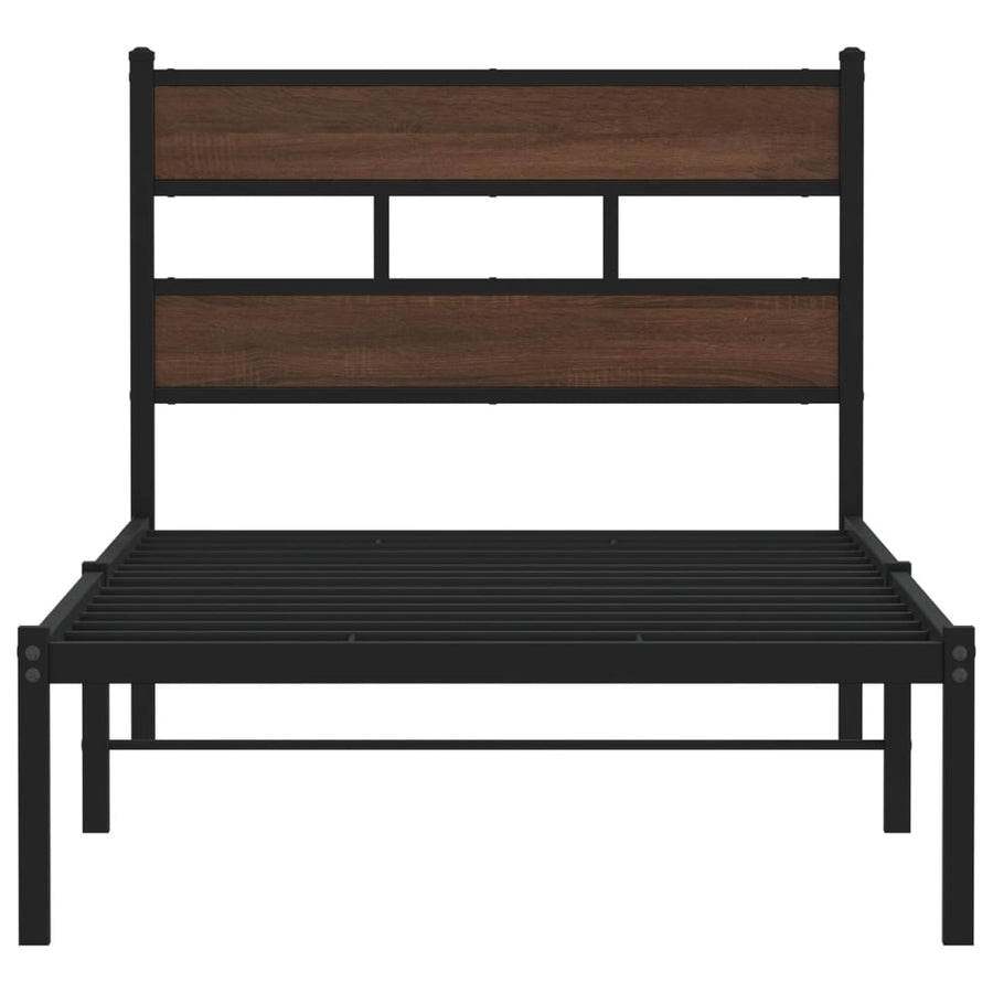 Bedframe met hoofdbord zonder matras bruin eikenkleur 75x190 cm