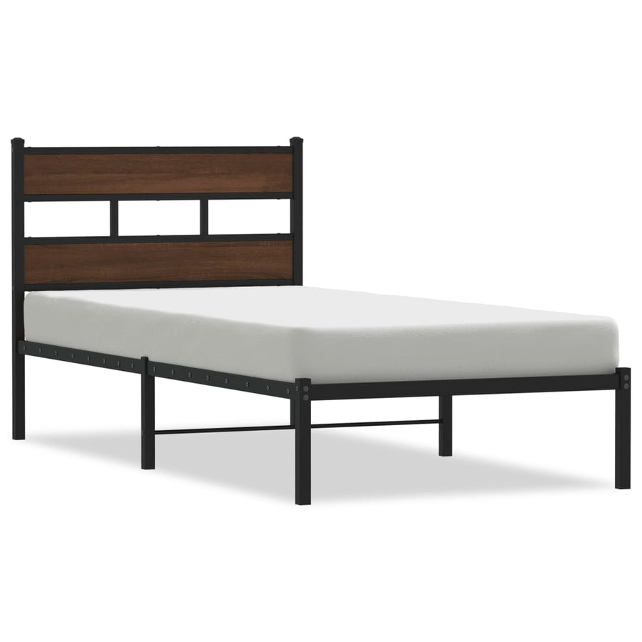 Bedframe met hoofdbord zonder matras bruin eikenkleur 80x200 cm