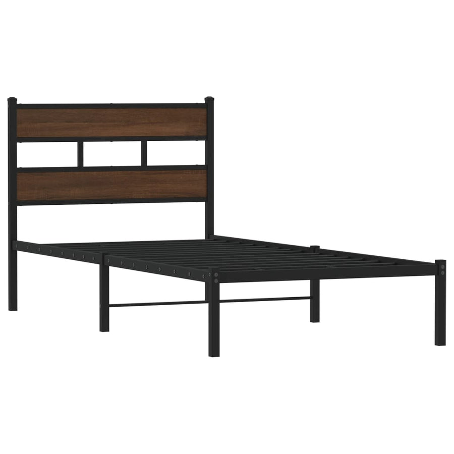 Bedframe met hoofdbord zonder matras bruin eikenkleur 80x200 cm