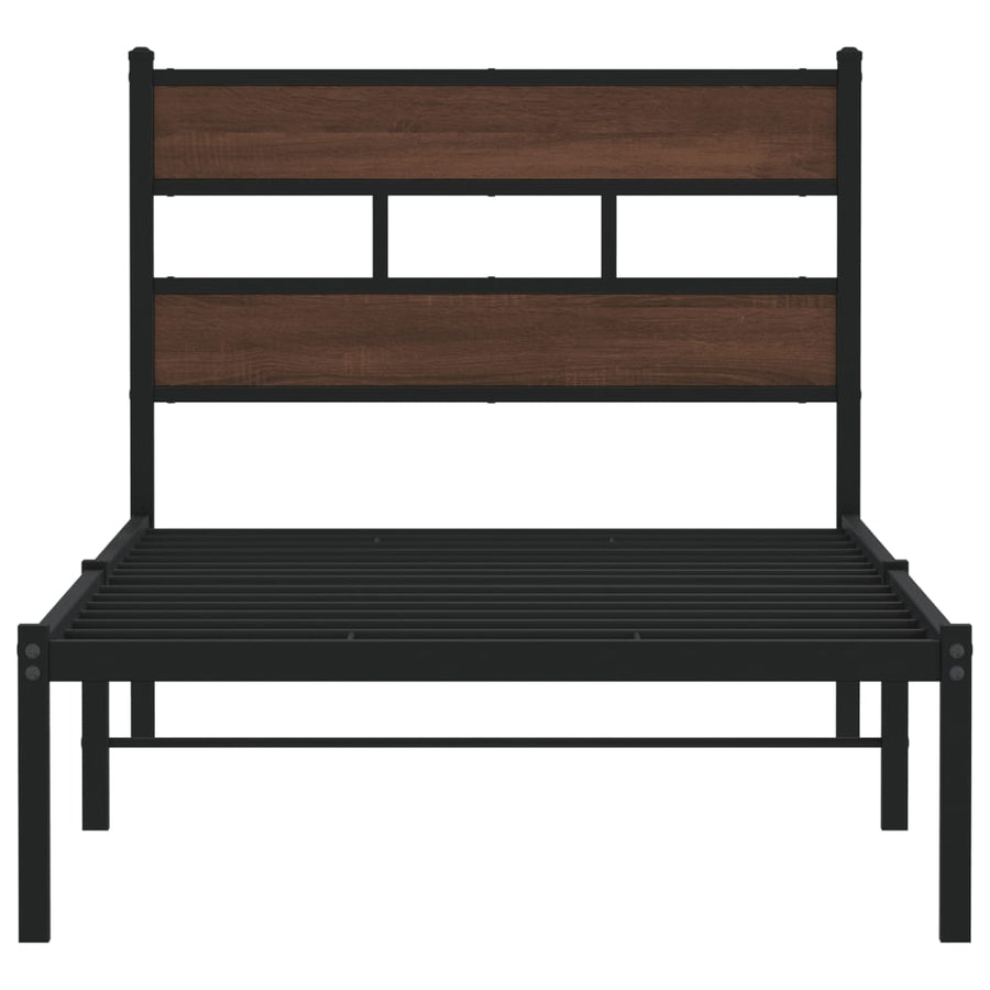 Bedframe met hoofdbord zonder matras bruin eikenkleur 80x200 cm