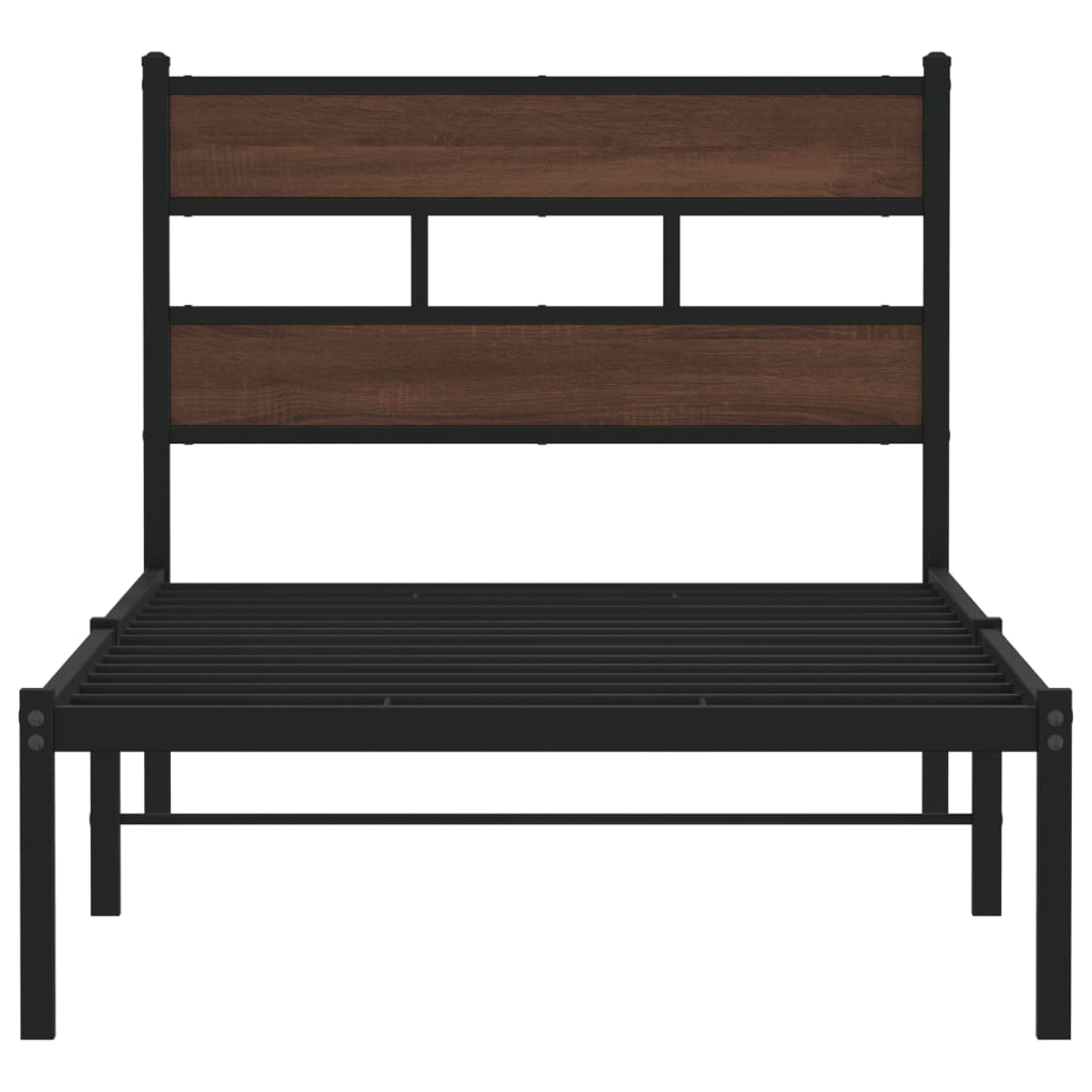 Bedframe met hoofdbord zonder matras bruin eikenkleur 90x190 cm