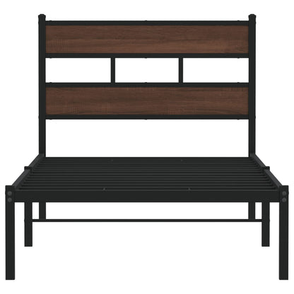 Bedframe met hoofdbord zonder matras bruin eikenkleur 90x190 cm