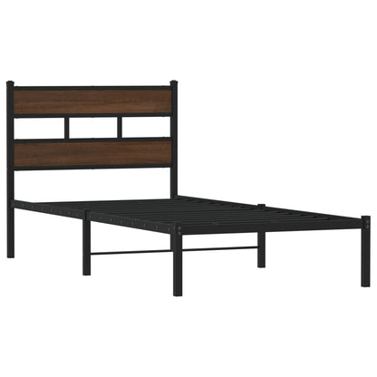 Bedframe met hoofdbord zonder matras bruin eikenkleur 90x200 cm