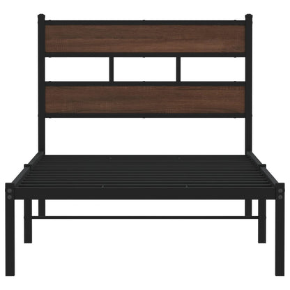 Bedframe met hoofdbord zonder matras bruin eiken 100x190 cm