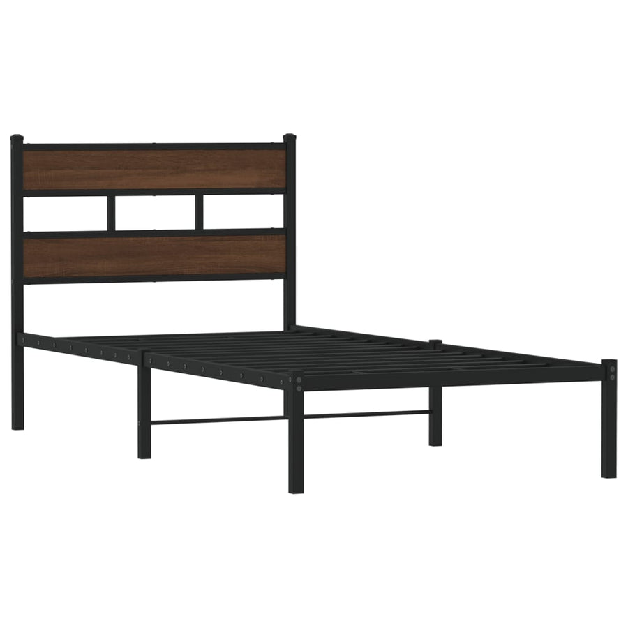 Bedframe met hoofdbord zonder matras bruin eiken 100x200 cm