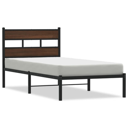 Bedframe met hoofdbord zonder matras bruin eiken 107x203 cm
