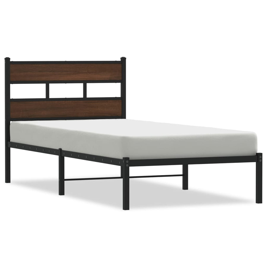 Bedframe met hoofdbord zonder matras bruin eiken 107x203 cm