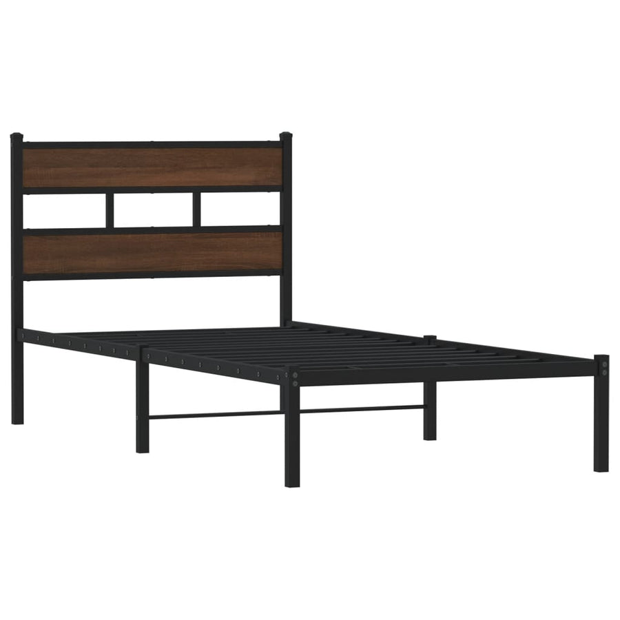 Bedframe met hoofdbord zonder matras bruin eiken 107x203 cm
