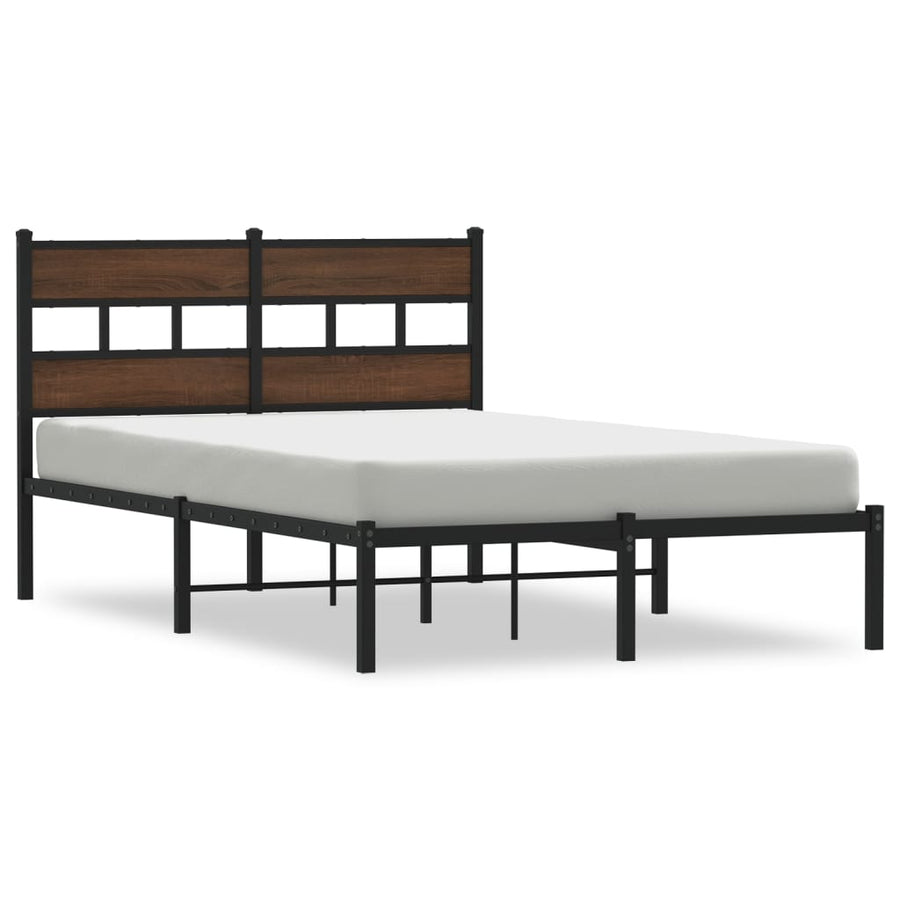 Bedframe met hoofdbord zonder matras bruin eiken 120x200 cm