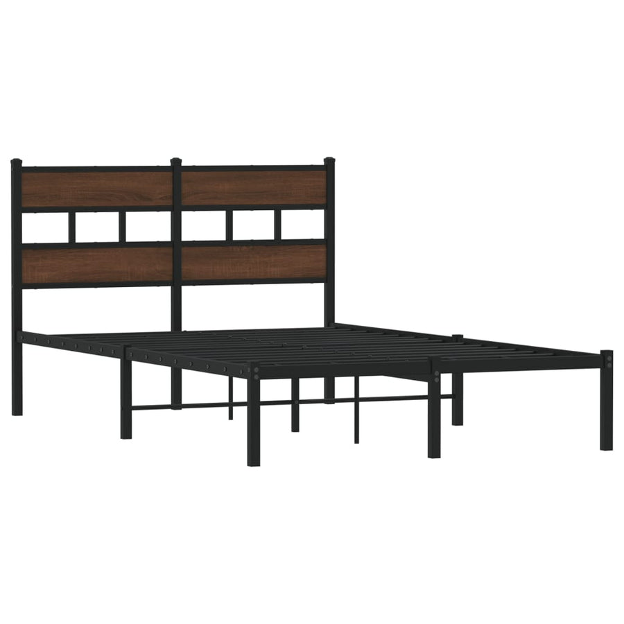 Bedframe met hoofdbord zonder matras bruin eiken 120x200 cm