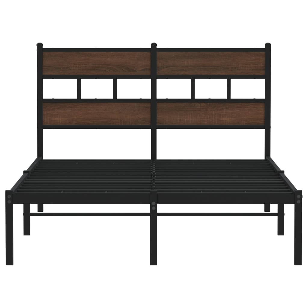 Bedframe met hoofdbord zonder matras bruin eiken 120x200 cm