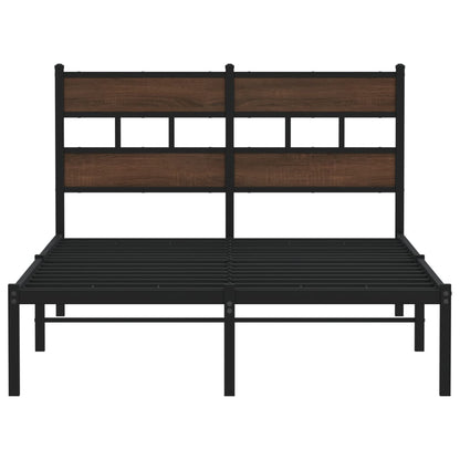Bedframe met hoofdbord zonder matras bruin eiken 120x200 cm