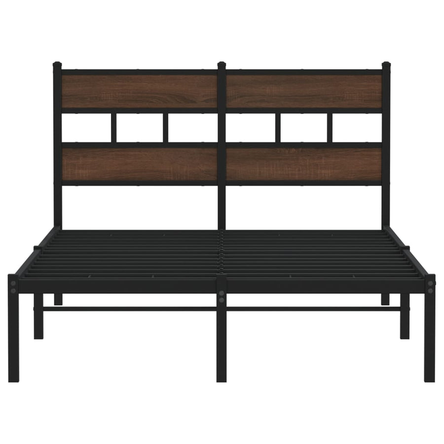 Bedframe met hoofdbord zonder matras bruin eiken 120x200 cm