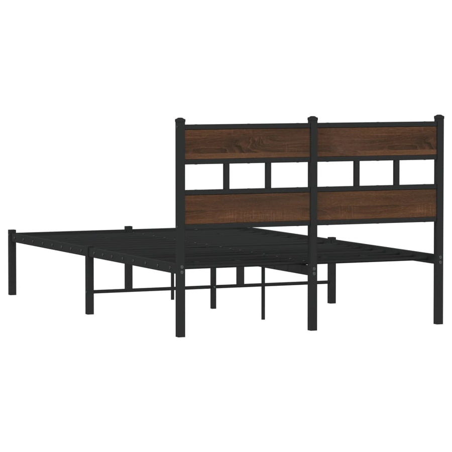 Bedframe met hoofdbord zonder matras bruin eiken 120x200 cm