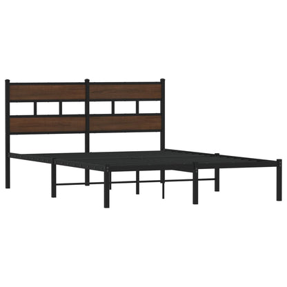 Bedframe met hoofdbord zonder matras bruin eiken 137x190 cm