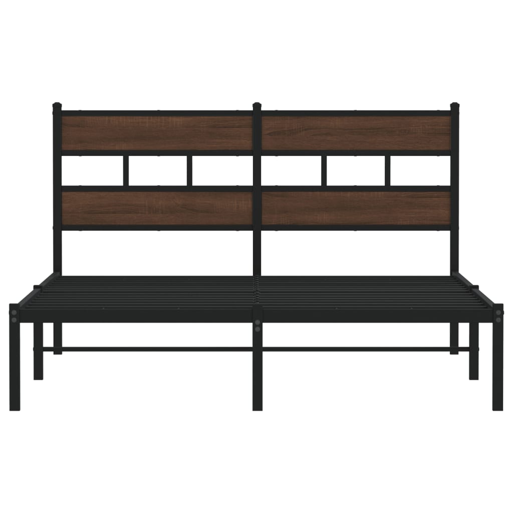 Bedframe met hoofdbord zonder matras bruin eiken 137x190 cm