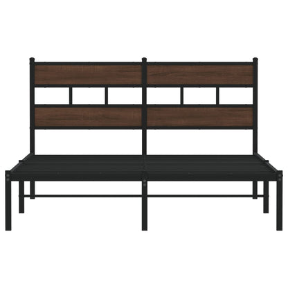 Bedframe met hoofdbord zonder matras bruin eiken 137x190 cm