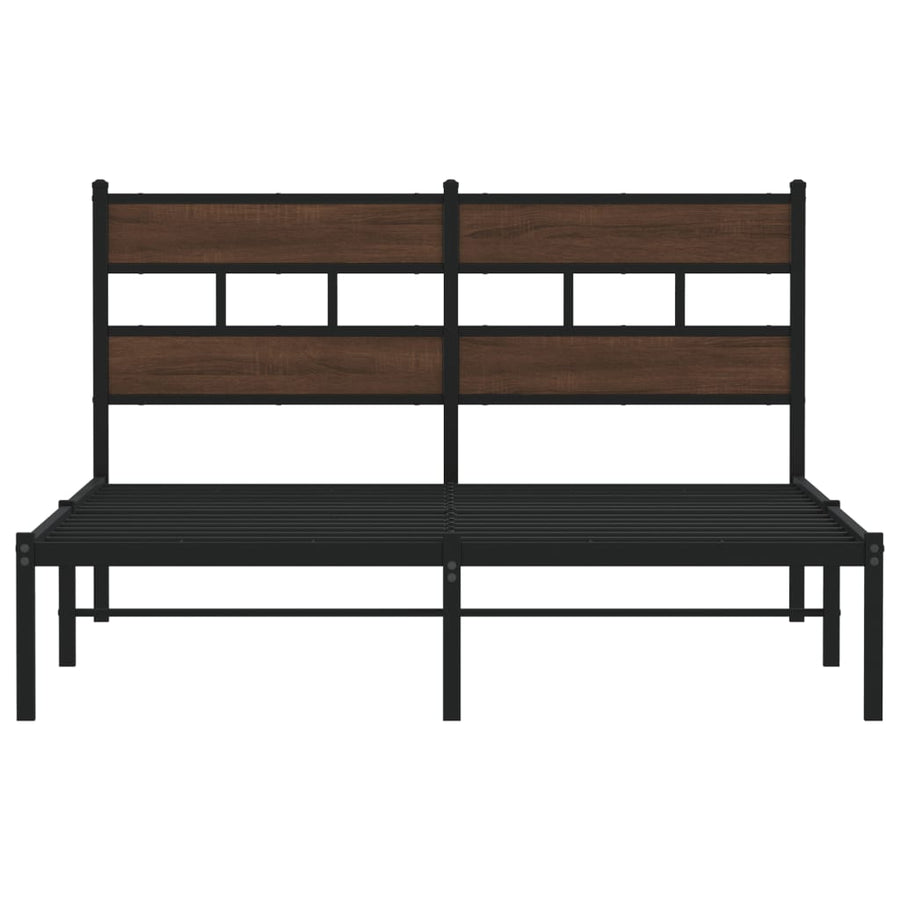 Bedframe met hoofdbord zonder matras bruin eiken 137x190 cm