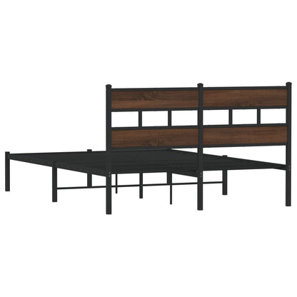 Bedframe met hoofdbord zonder matras bruin eiken 137x190 cm
