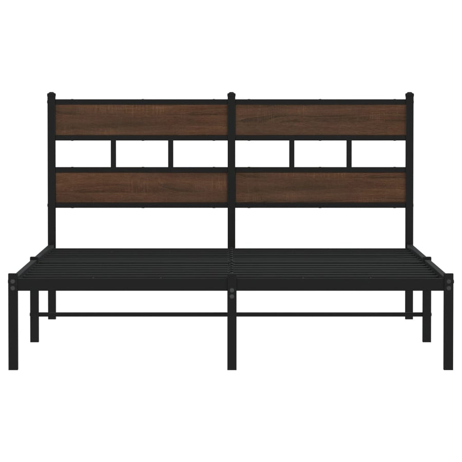 Bedframe met hoofdbord zonder matras bruin eiken 140x190 cm