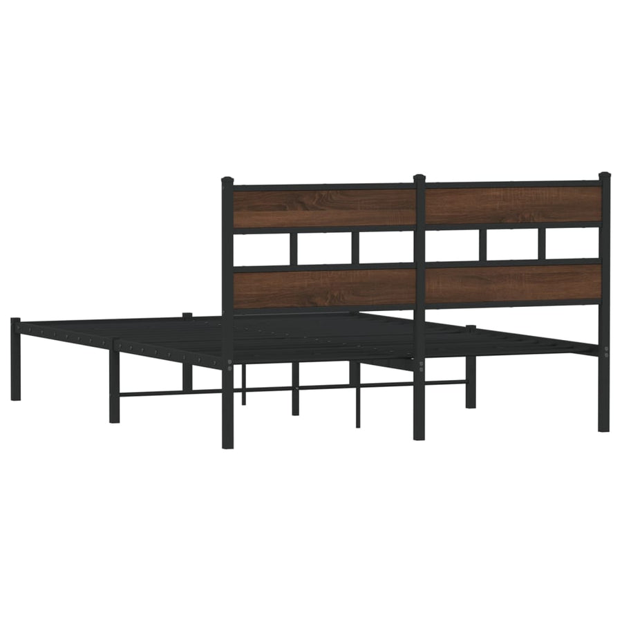 Bedframe met hoofdbord zonder matras bruin eiken 140x190 cm
