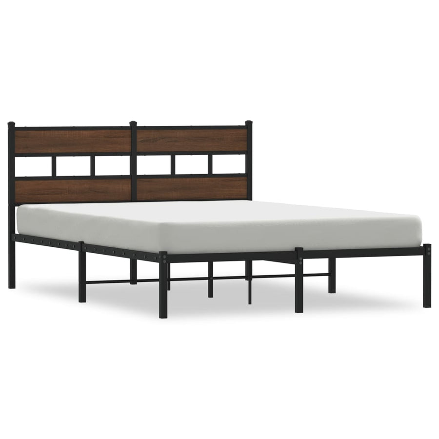 Bedframe met hoofdbord zonder matras bruin eiken 140x200 cm