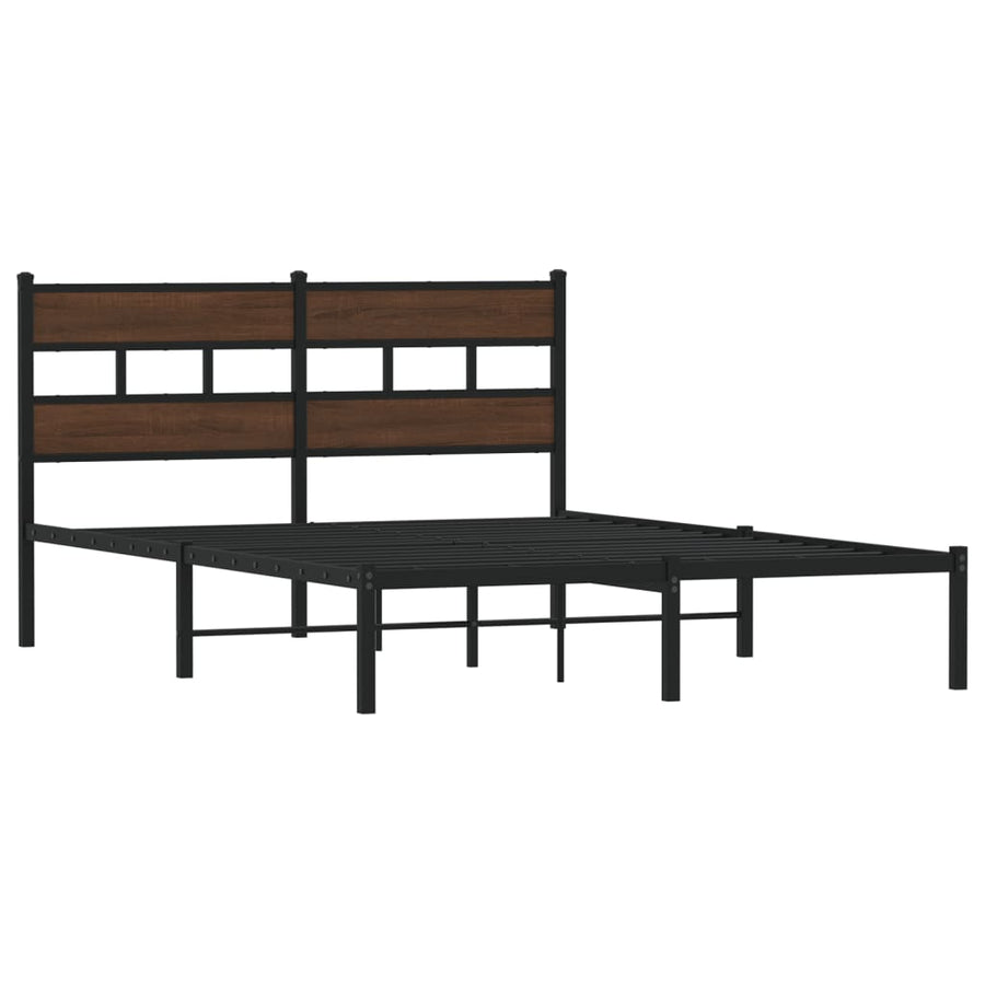 Bedframe met hoofdbord zonder matras bruin eiken 140x200 cm
