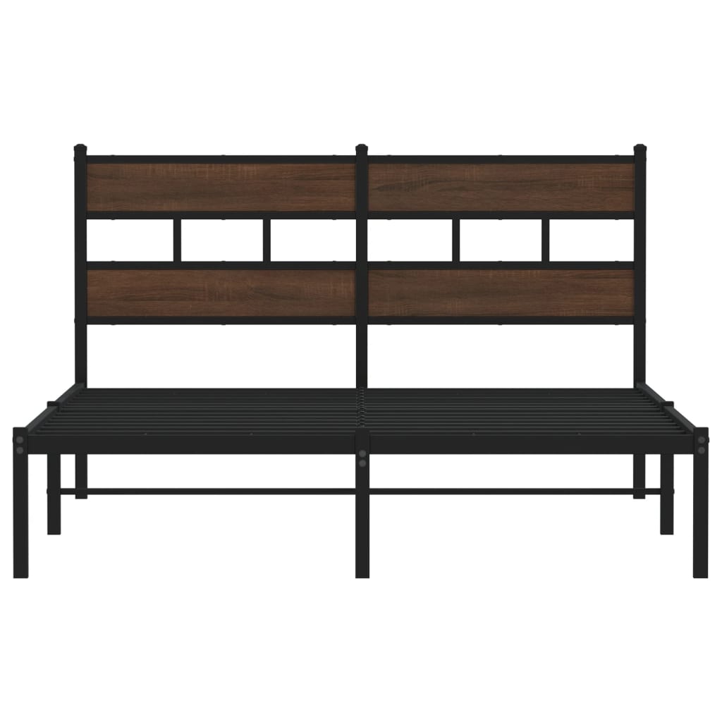 Bedframe met hoofdbord zonder matras bruin eiken 140x200 cm