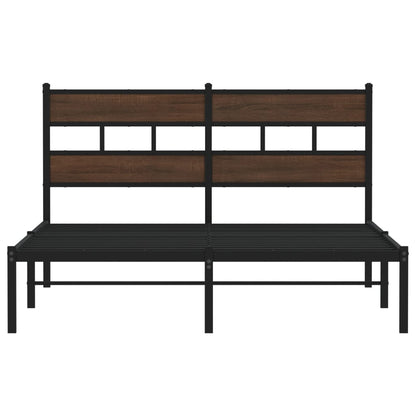 Bedframe met hoofdbord zonder matras bruin eiken 150x200 cm