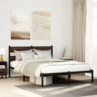 Bed frame with headboard without mattress brown oak 150x200 cm