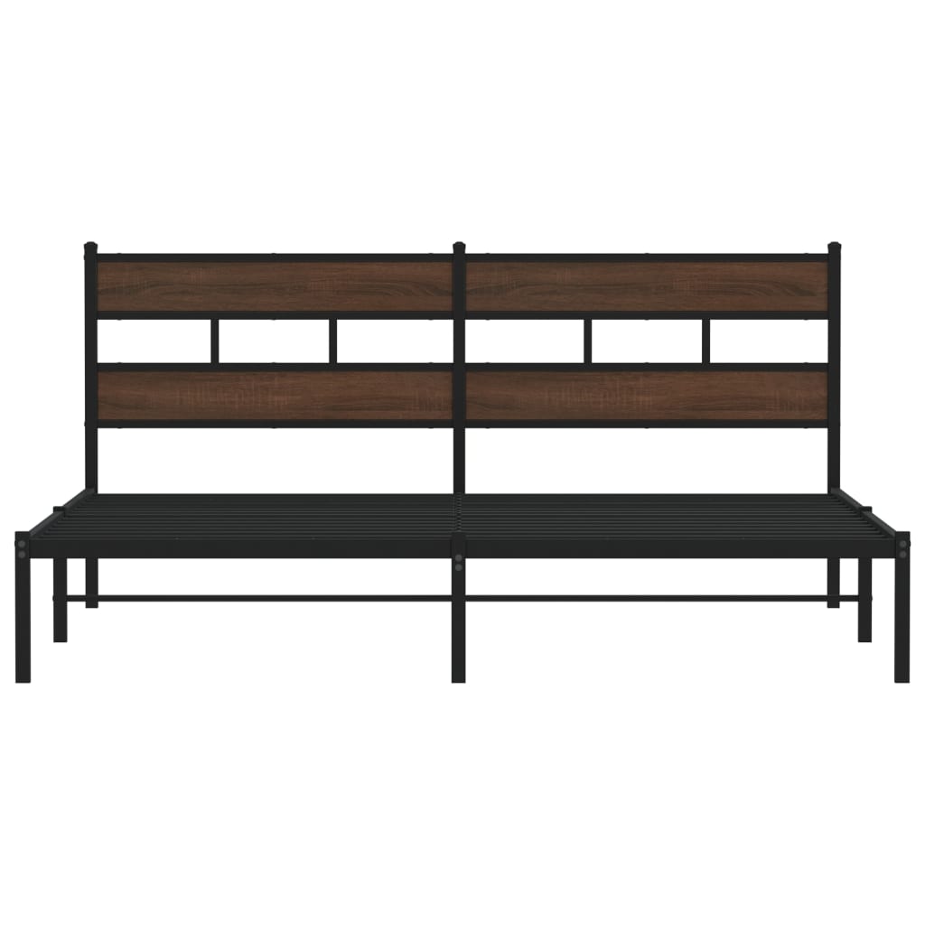 Bedframe met hoofdbord zonder matras bruin eiken 180x200 cm