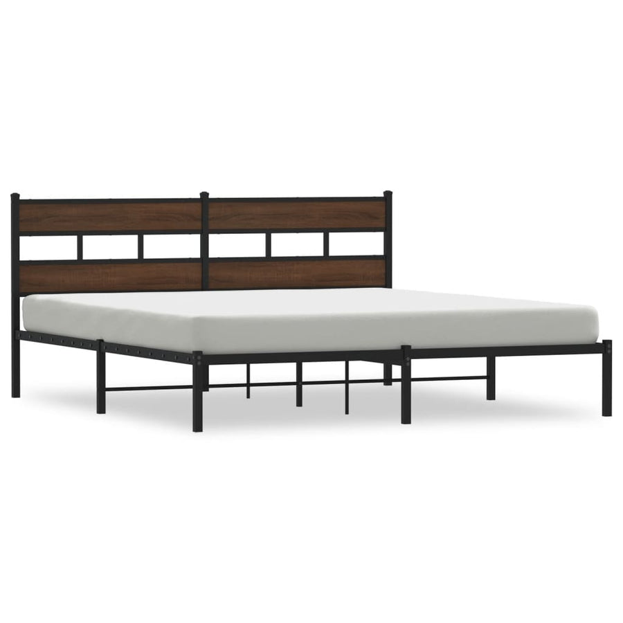 Bedframe met hoofdbord zonder matras bruin eiken 183x213 cm