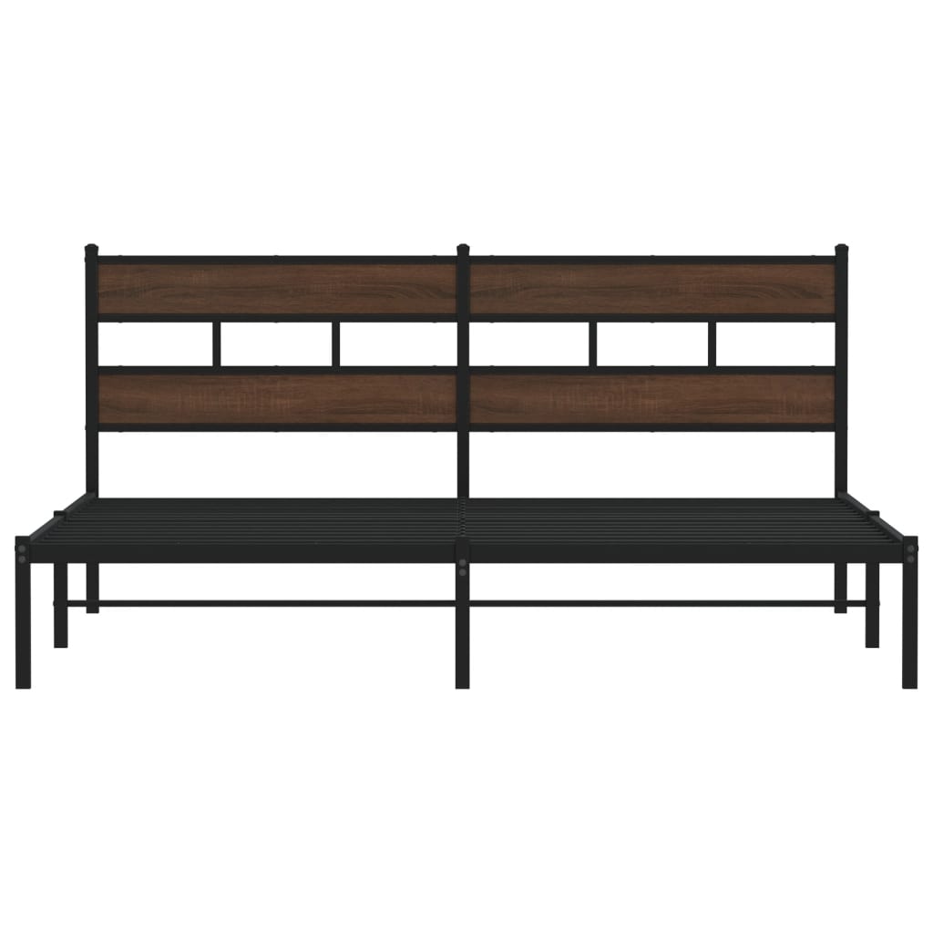 Bedframe met hoofdbord zonder matras bruin eiken 183x213 cm