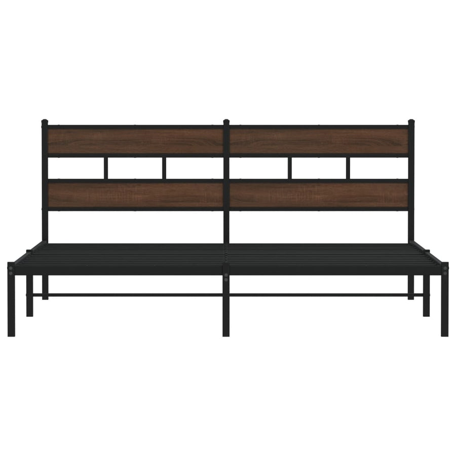 Bedframe met hoofdbord zonder matras bruin eiken 183x213 cm