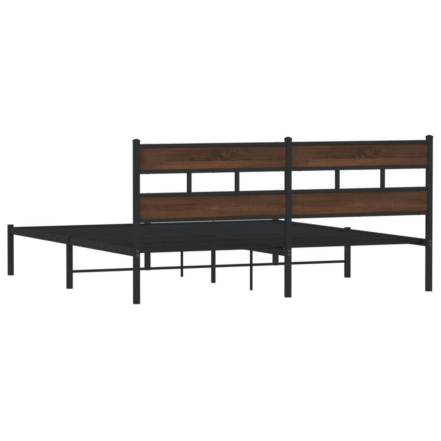 Bedframe met hoofdbord zonder matras bruin eiken 183x213 cm