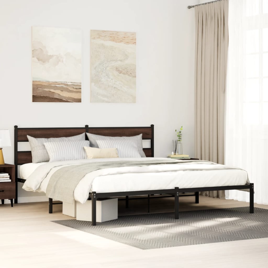 Bedframe Zonder Matras Bruin Eiken Bruin Eikenkleur 190 x 200 cm met hoofdbord