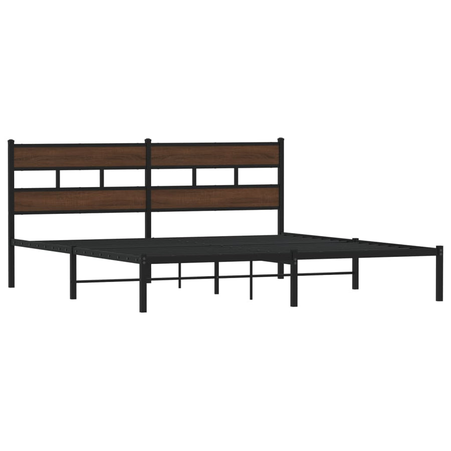 Bedframe Zonder Matras Bruin Eiken Bruin Eikenkleur 200 x 200 cm met hoofdbord