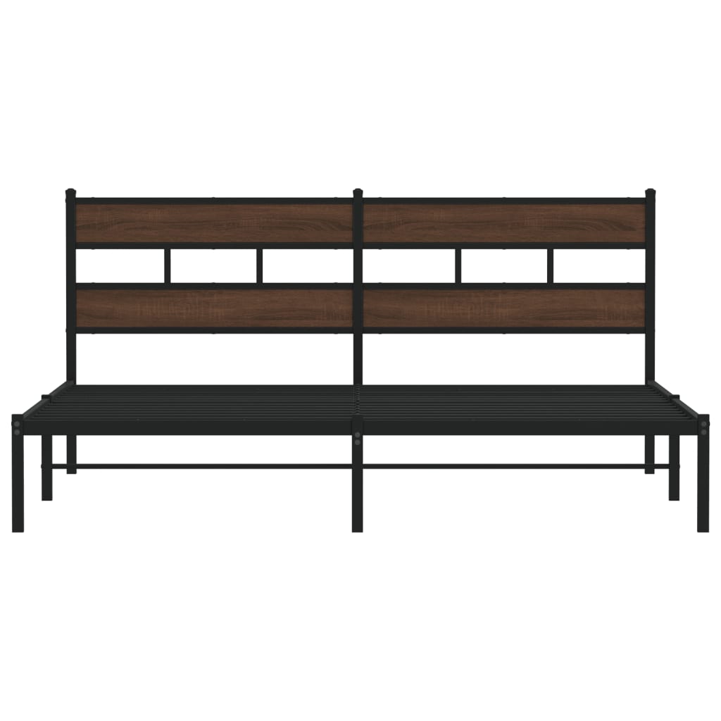 Bedframe Zonder Matras Bruin Eiken Bruin Eikenkleur 200 x 200 cm met hoofdbord