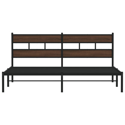 Bedframe Zonder Matras Bruin Eiken Bruin Eikenkleur 200 x 200 cm met hoofdbord